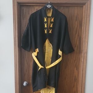 Black and Yellow Reversible Kimono Robe